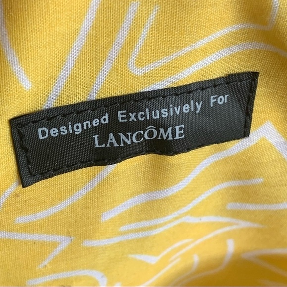 Lancome Bag Yellow Woven Straw Purse Double Handle Tote Beach - Picture 4 of 6